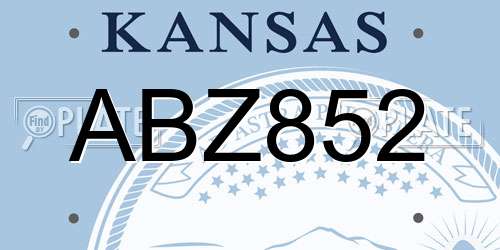 ABZ852 Kansas License Plate