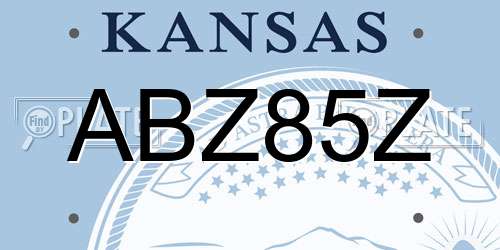ABZ85Z Kansas License Plate