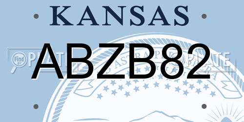 ABZB82 Kansas License Plate