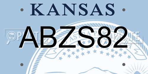 ABZS82 Kansas License Plate