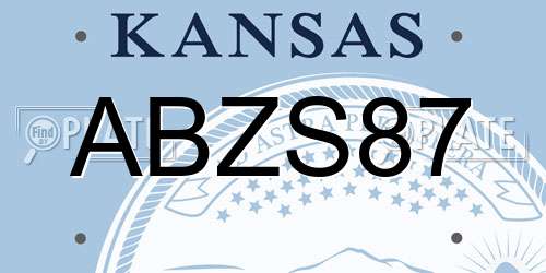 ABZS87 Kansas License Plate