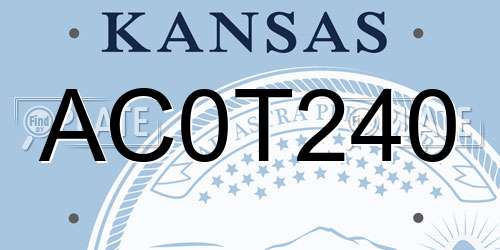 AC0T240 Kansas License Plate