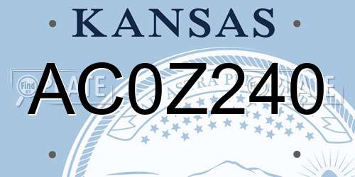 AC0Z240 Kansas License Plate