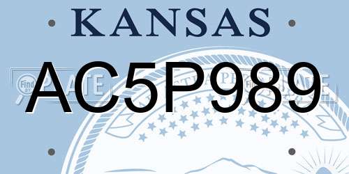 AC5P989 Kansas License Plate