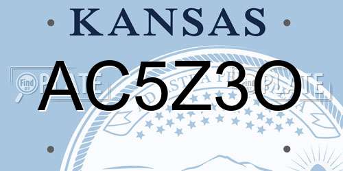 AC5Z3O Kansas License Plate