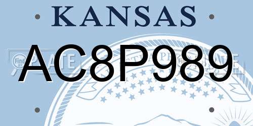 AC8P989 Kansas License Plate
