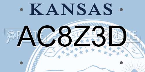 AC8Z3D Kansas License Plate