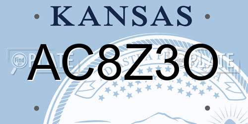 AC8Z3O Kansas License Plate