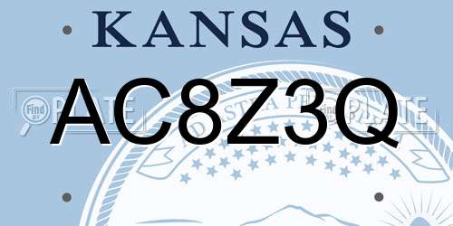 AC8Z3Q Kansas License Plate