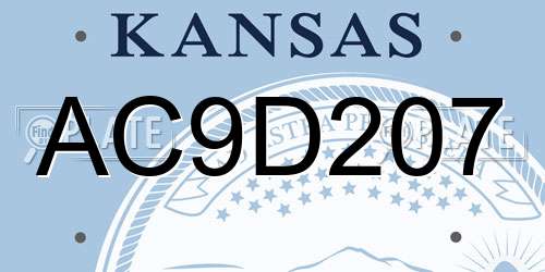 AC9D207 Kansas License Plate