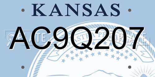 AC9Q207 Kansas License Plate