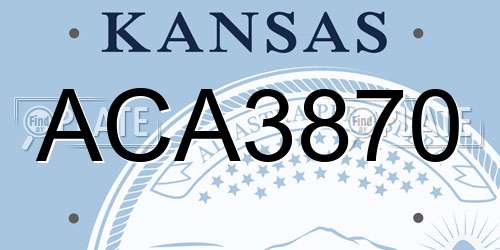 ACA3870 Kansas License Plate