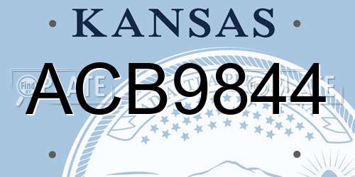 ACB9844 Kansas License Plate