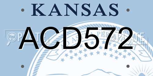 ACD572 Kansas License Plate
