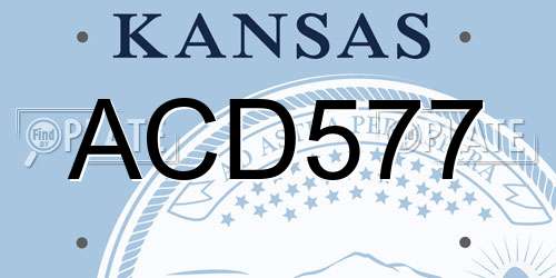 ACD577 Kansas License Plate