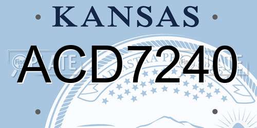 ACD7240 Kansas License Plate