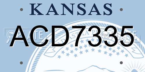 ACD7335 Kansas License Plate