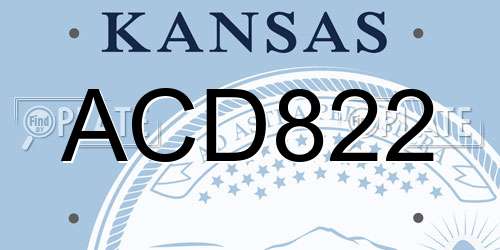 ACD822 Kansas License Plate