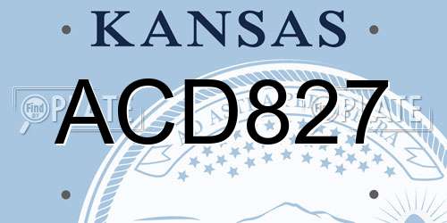ACD827 Kansas License Plate