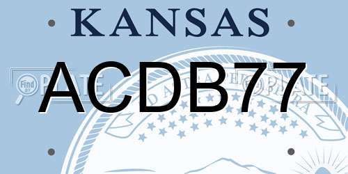 ACDB77 Kansas License Plate