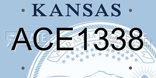 ACE1338 Kansas License Plate