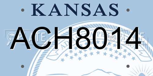 ACH8014 Kansas License Plate