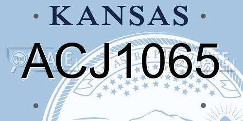 ACJ1065 Kansas License Plate