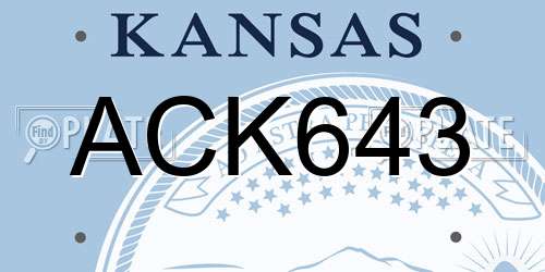 ACK643 Kansas License Plate
