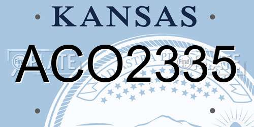 ACO2335 Kansas License Plate