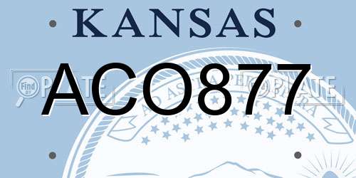 ACO877 Kansas License Plate