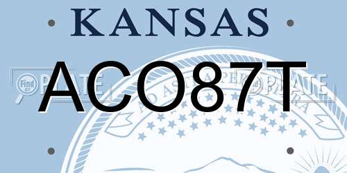 ACO87T Kansas License Plate