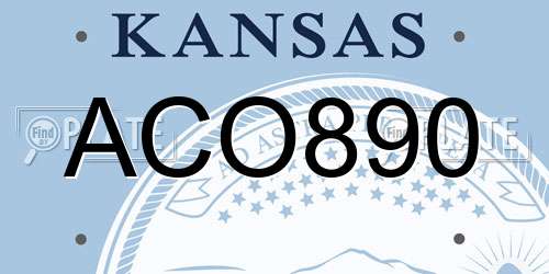ACO890 Kansas License Plate