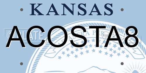 ACOSTA8 Kansas License Plate