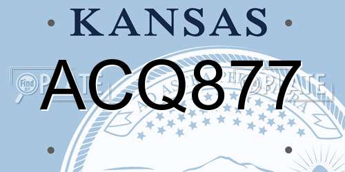 ACQ877 Kansas License Plate