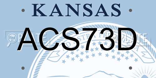 ACS73D Kansas License Plate