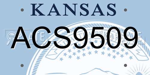 ACS9509 Kansas License Plate