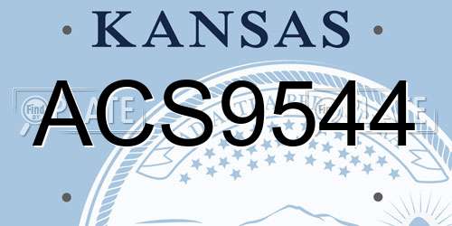 ACS9544 Kansas License Plate