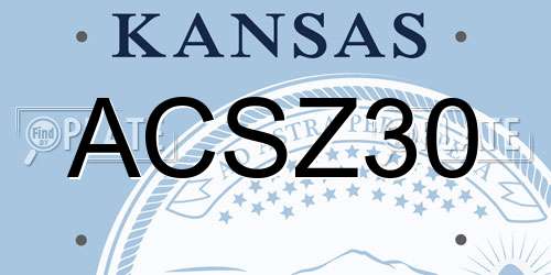 ACSZ30 Kansas License Plate