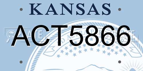 ACT5866 Kansas License Plate