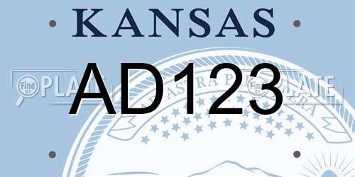 AD123 Kansas License Plate