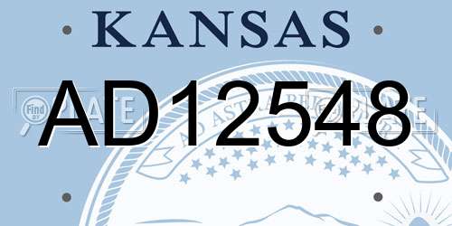 AD12548 Kansas License Plate