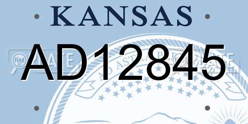 AD12845 Kansas License Plate