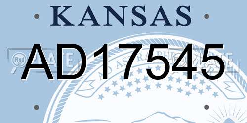 AD17545 Kansas License Plate