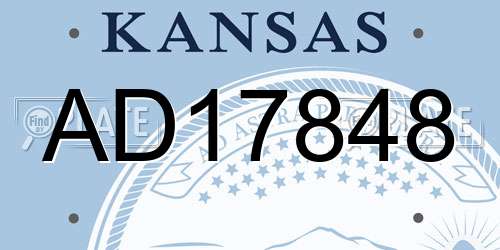 AD17848 Kansas License Plate
