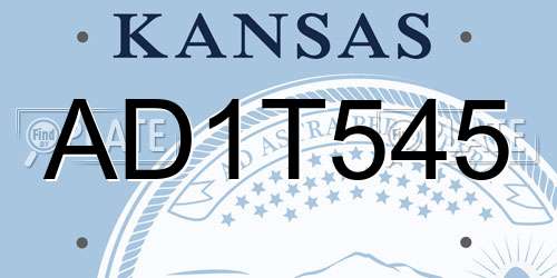 AD1T545 Kansas License Plate
