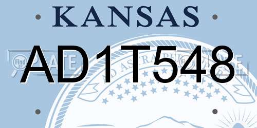 AD1T548 Kansas License Plate