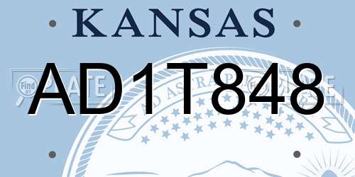 AD1T848 Kansas License Plate