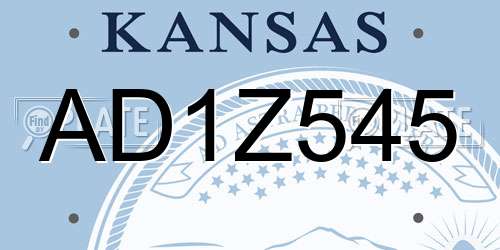 AD1Z545 Kansas License Plate
