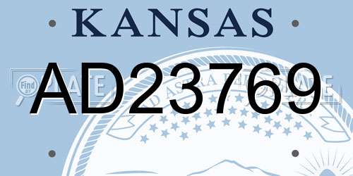 AD23769 Kansas License Plate