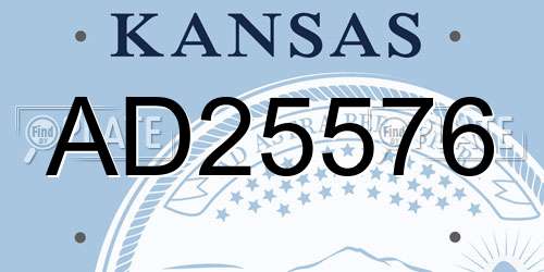 AD25576 Kansas License Plate